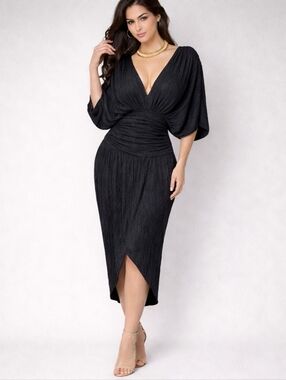 Vintage 80's Scarlett Black Sexy Godess Evening Cocktail Gown Event Dress 5/6